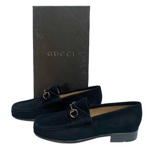 Gucci Suede Horsebit Loafers, Size 7.5B. NIB